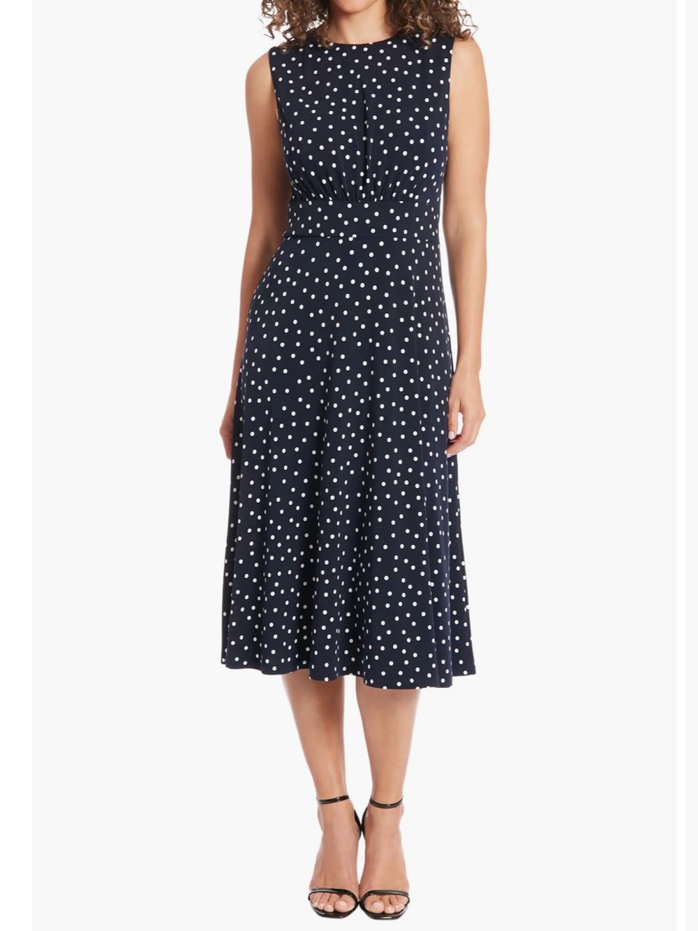 London Times Women’s Black and White Polka Dot Midi Dress Size: S/P